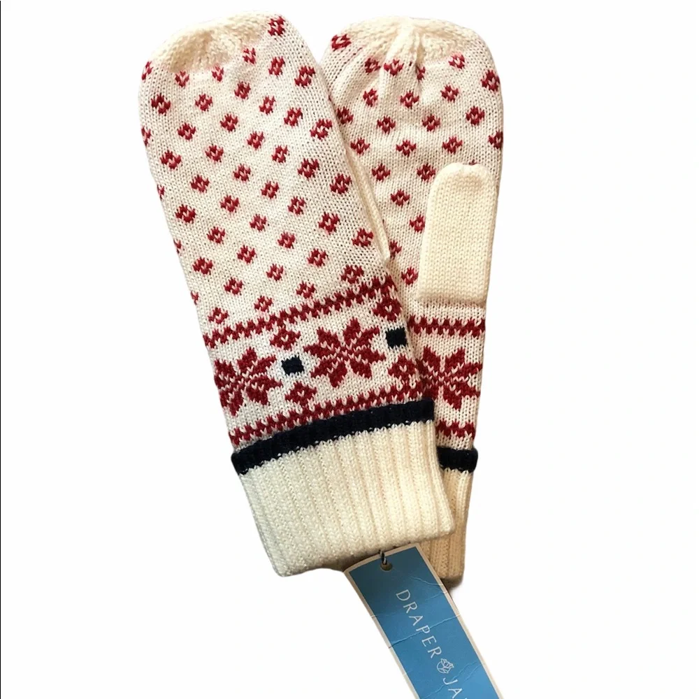 🆕 Draper James Fair Isle Mittens Willow White
